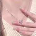 thumbnail image 1 of Collar de la suerte de amor rosa, guardián femenino, collar de amor en forma de corazón, nicho femenino, lujo ligero, regalo de novia, 1 of 6