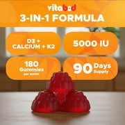(2 pack) VITABOD Vitamin D3 K2 Gummies - Bone & Heart Health - 180 Pectin Based Gummies