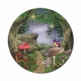thumbnail image 1 of Mushroom Mouse Pad for Computers, Enchanted Nature Pathway Butterflies Fairytale Landscape Rocks, Round Non-Slip Thick Rubber Modern Gaming Mousepad, 8" Round, Tan Green Red, by Ambesonne, 1 of 2