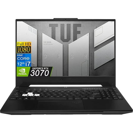 Newest ASUS TUF Dash Gaming Laptop, 15.6 inch FHD Display, Intel Core i7-12650H (10 Core), NVIDIA GeForce RTX 3070, 64GB DDR5 RAM, 2TB SSD, 144Hz Refresh Rate, Windows 11 Home, Off Black, Cefesfy