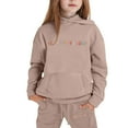 thumbnail image 3 of Wxolcjlv Toddler Girls Outfits Letter Printed Hooded Sweatshirt And Drawstring Trouser Set Winter Minimalist Trendy Casual Sets,2Pc,6 -7 Years, 3 of 4