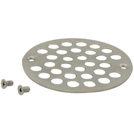 

4 in. Brass Shower Grid Strainer with Screws Satin Nickel