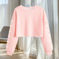 thumbnail image 4 of Uootdi Casual Tops for Women Crewneck Long Sleeve Floral Print Cropped Hem Fall Winter Casual Sweatshirts Gift, 4 of 5
