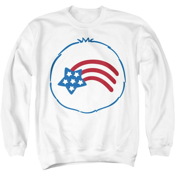 Care Bears America Cares Bear Belly Unisex Adult Crewneck Sweatshirt, White, Large