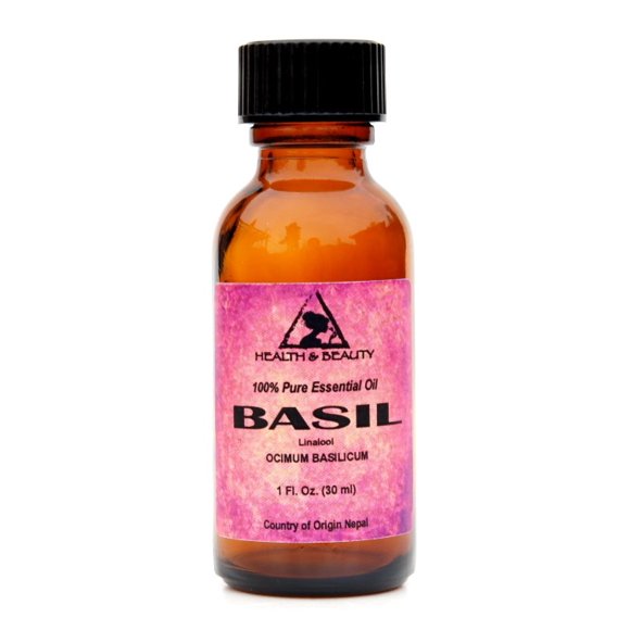 Basil essential oil linalool aromatherapy 100% pure glass bottle 1 oz, 30 ml