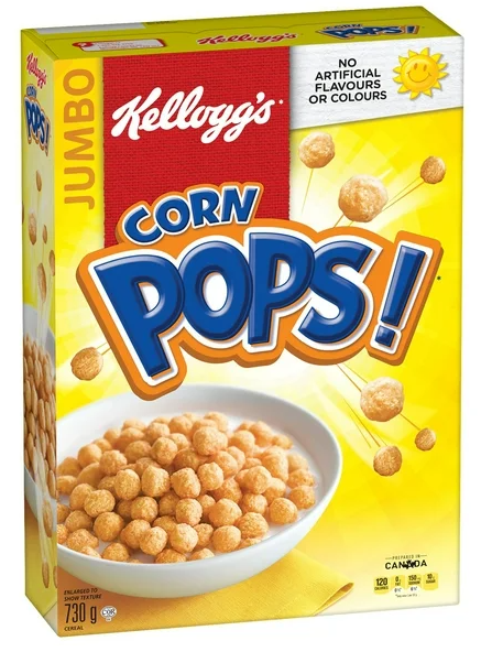 Kellogg's Canadian Corn Pops Cereal, Jumbo Size, 730g (2 Pack)