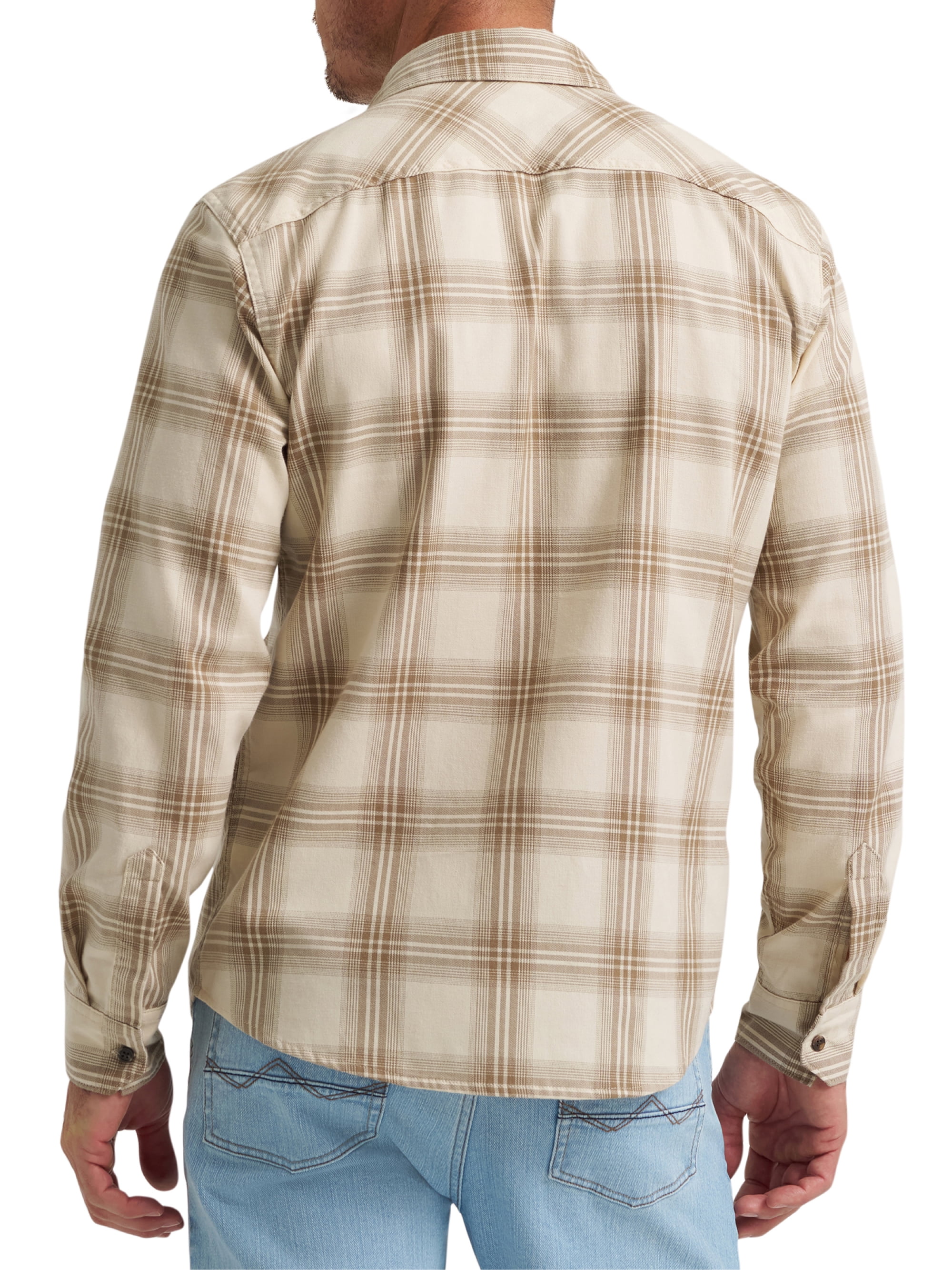 Wrangler® Men's Slim Fit Long Sleeve Woven Twill Shirt with Sunglasses Cleaner, Sizes S-5XL