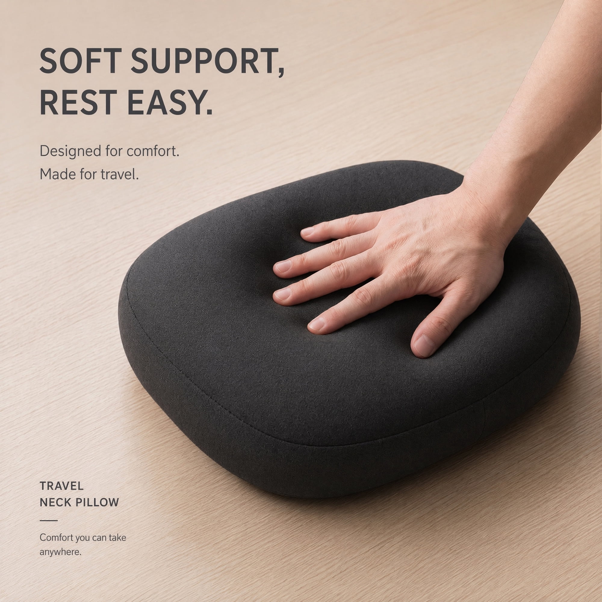 Unique Bargains Neck Pillow Travel Pillow Down Cervical Support Black 11.8" x 7.9"