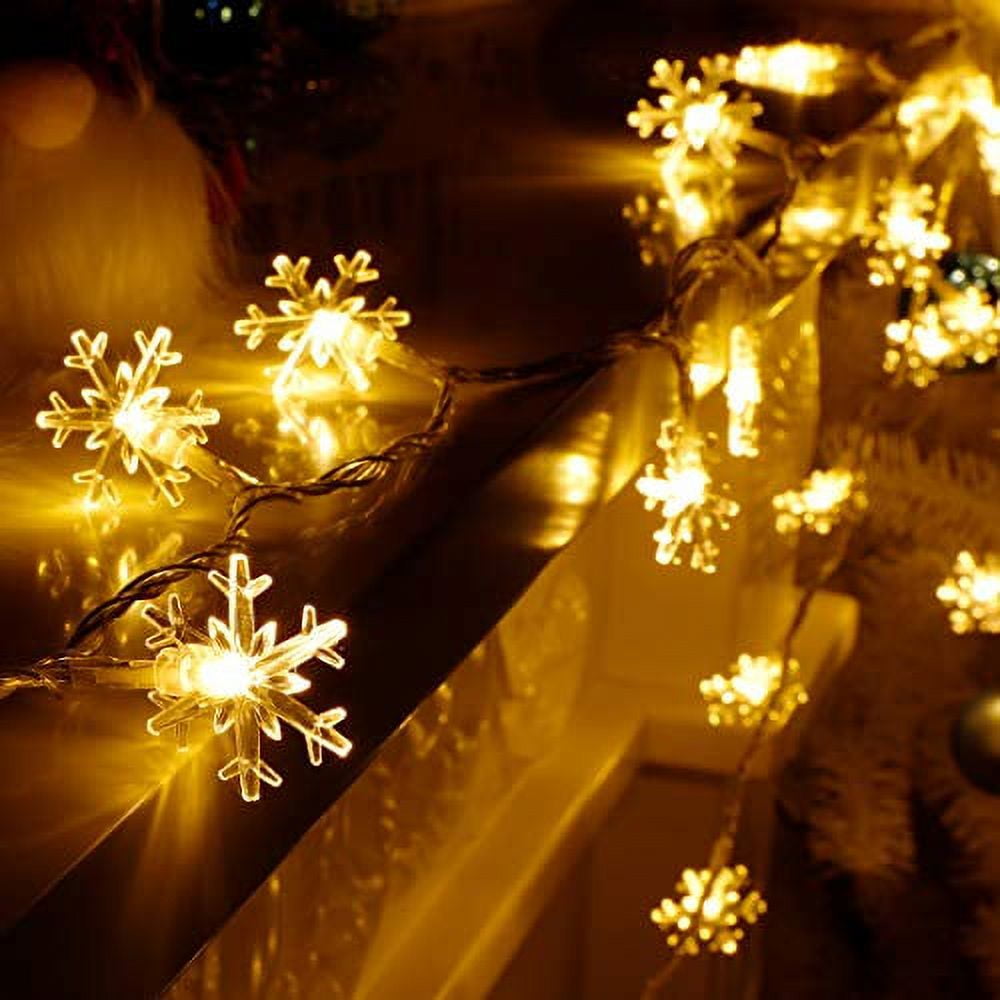 Twinkle Star 100 LED Christmas Snowflake String Lights, 49 FT Plug in Fairy  Light Waterproof, Extendable for Indoor Outdoor Holiday Wedding Party, Xmas  Tree, New Year, Garden Decorations, Warm White