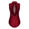 thumbnail image 4 of TiaoBug Women's Sleeveless Ballet Dance Leotard Shiny Rhinestone Gymnastics Bodysuit Dancewear Burgundy S, 4 of 7