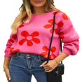 thumbnail image 4 of Ladies‘ Loose Knit Pullovers with Long Sleeves and Drop Shoulders in Floral Design, 4 of 9
