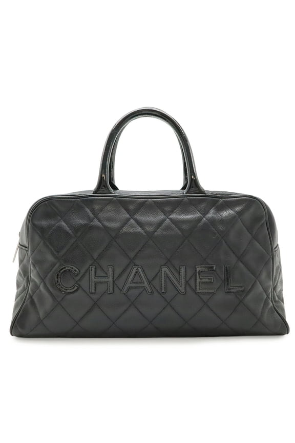 Pre-Owned CHANEL Matelasse Handbag in Caviar Leather and Patent Leather, Black, A15685