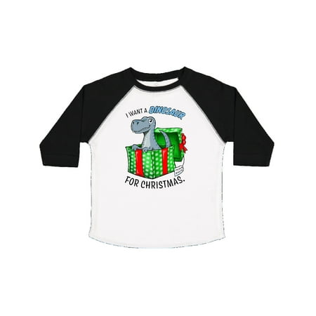 

Inktastic I Want a Dinosaur for Christmas in Green and Red Gift Box Gift Toddler Boy or Toddler Girl T-Shirt
