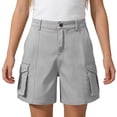 thumbnail image 6 of CQONEPT Boys and Girls Elastic Waist Cargo Shorts Lightweight Casual Shorts Stretch School Uniform with Multi Pockets Summer Clothes Gray 11 Years, 6 of 7