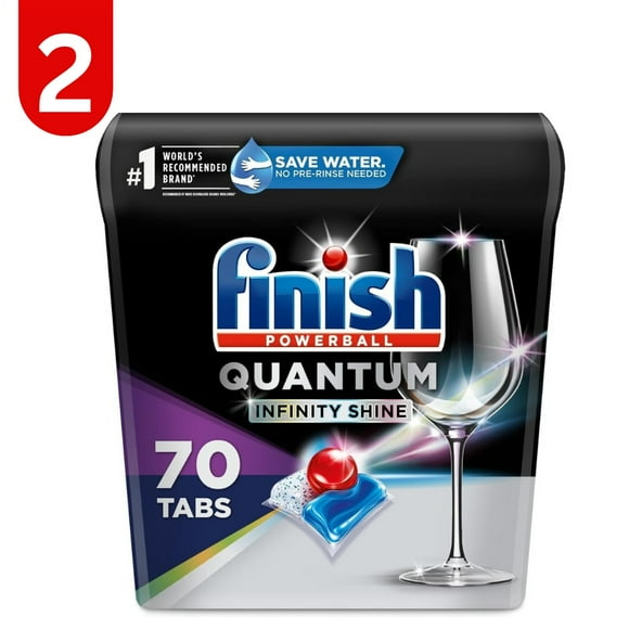 Quantum Power Ball Infinity Shine, 70 Dishwasher Tablets - Sparkling Clean, No Pre-Rinse (2 Packs)