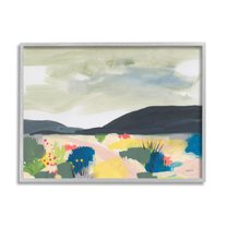Stupell Industries Mountain Meadow Landscape Horizon Painting Gray Framed Art Print Wall Art, Design by Jan Weiss