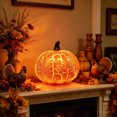 thumbnail image 5 of Halloween Cracked Pumpkin Night Lights, Plastic Pumpkin Lantern Desktop Decor and Party Props, Halloween Bedside, Shelf Decorations, 5 of 6