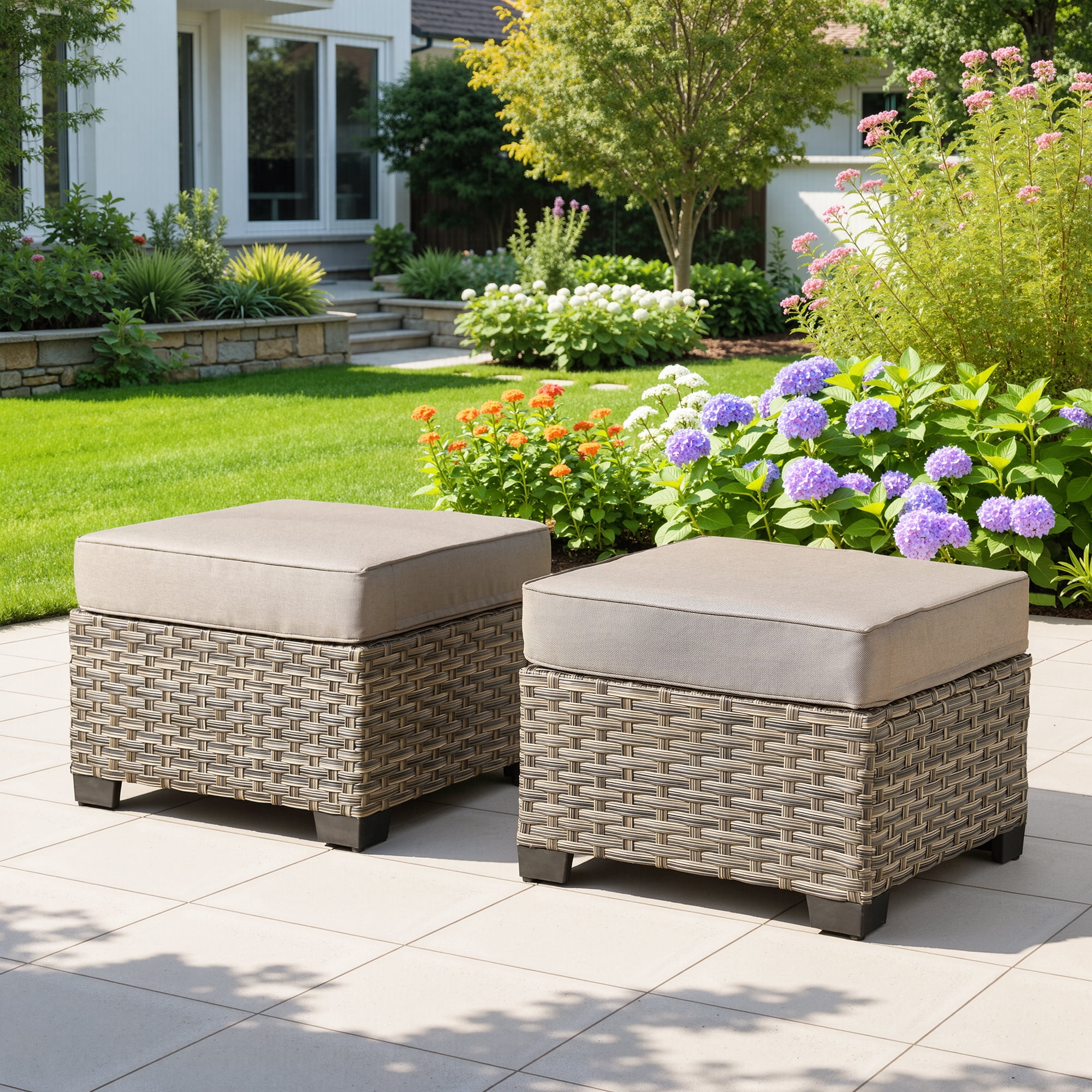 Ovios Patio Furniture Set 8 Pieces Patio Conversation Seating All-Weather Rattan Wicker Outdoor Sectionals with Swivel Rocking Chair for Backyard