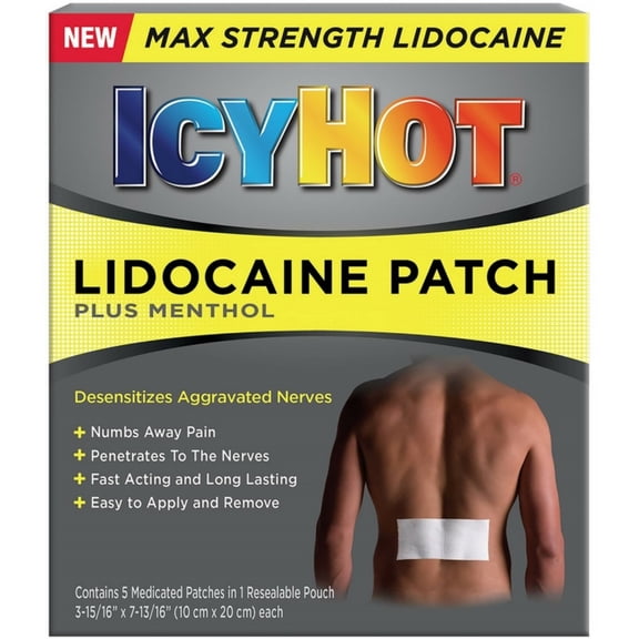 Icy Hot Lidocaine Patch Plus Menthol 5 ea (Pack of 3)