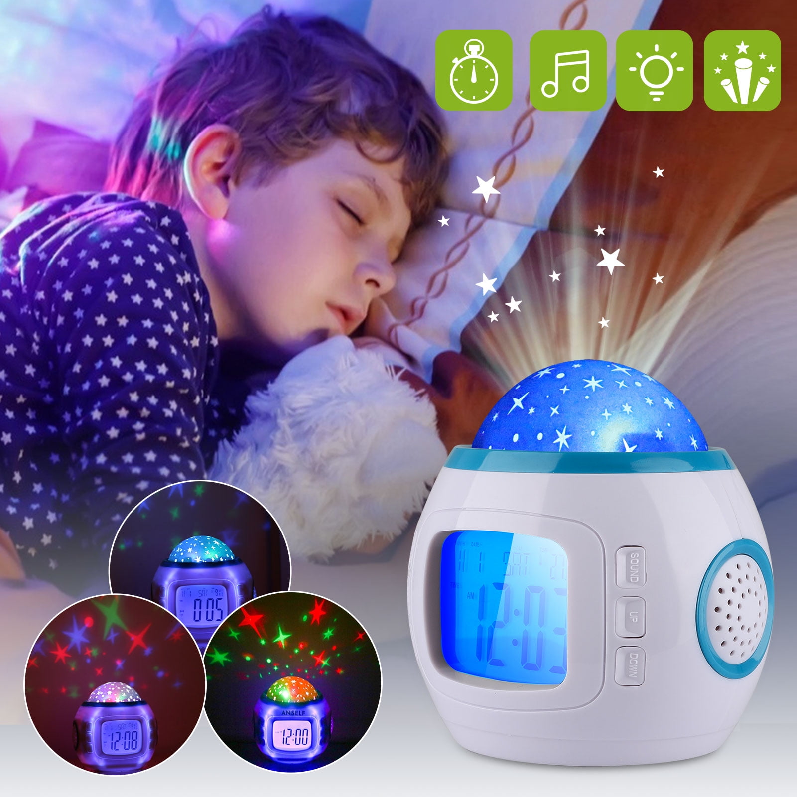 EEEKit Soothing Star Projector Alarm Clock, Relaxing Star ...