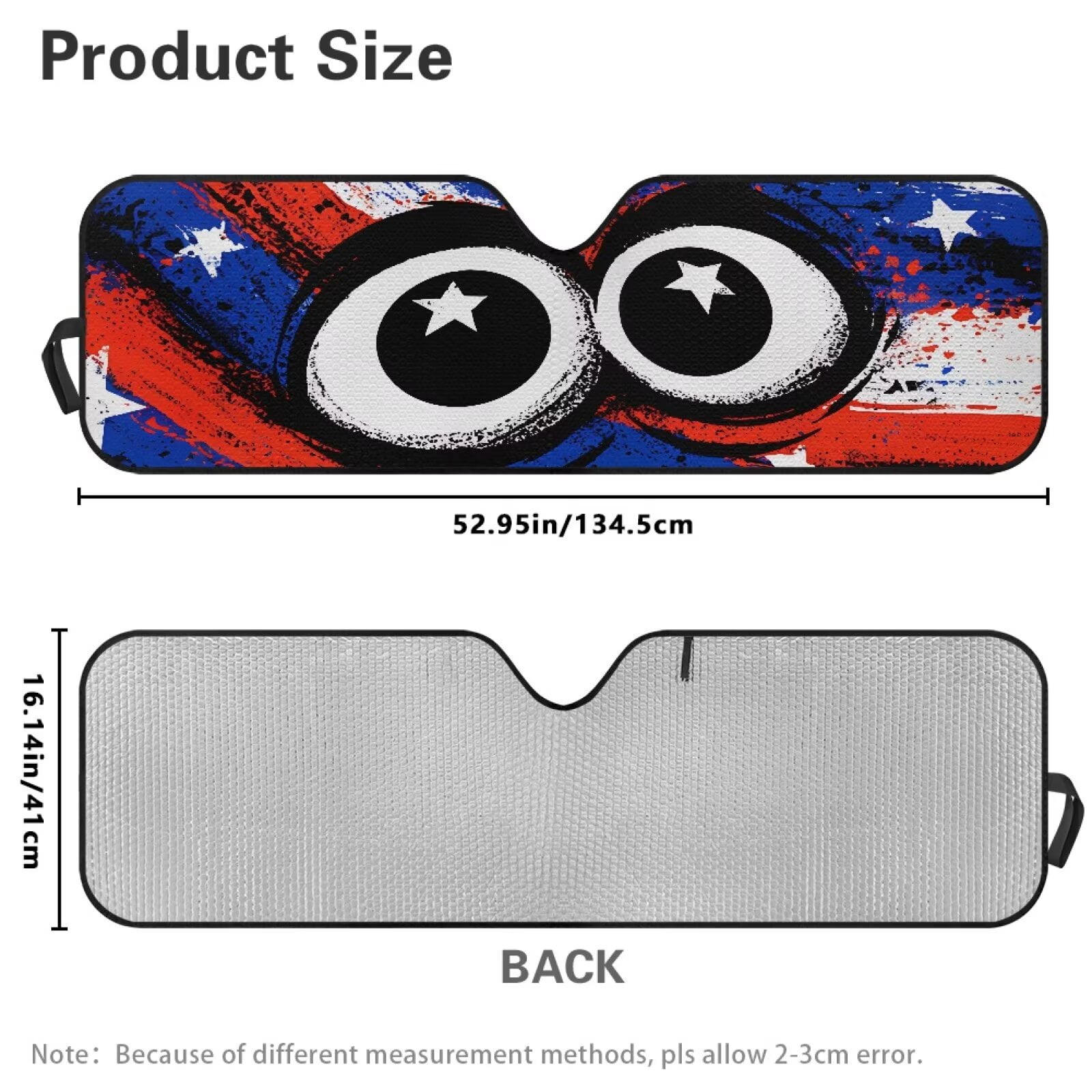 Binienty Funny Car Windshield Sun Shade Eyes American Flag Sun Shade for Jeep Wrangler JK/JKU 2007-2018 Foldable Sunvisor Heat Reflector-Keep Your Vehicle Cool