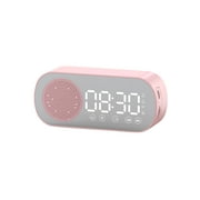 Heliisoer LED Mirror Digital Alarm Clock Big Alarm Clock Wireless Speaker Player Support Bl uetooth