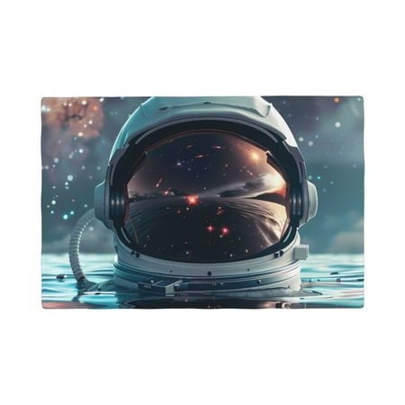 

Table Placemats Set of 4 - Astronaut Helmet Reflections 12x18 In Faux Linen Double Heat Resistant Place Mats Cloth Indoor/Outdoor Placemats Washable Table Mats for Dining Kitchen Party