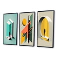 thumbnail image 3 of Designart "Essential Shapes in Reality's Reflection I" Minimalism Framed Wall Art Set Of 3 - Turquoise Abstract Minimalism Frame Gallery Wall Set For Home Decor, 3 of 6