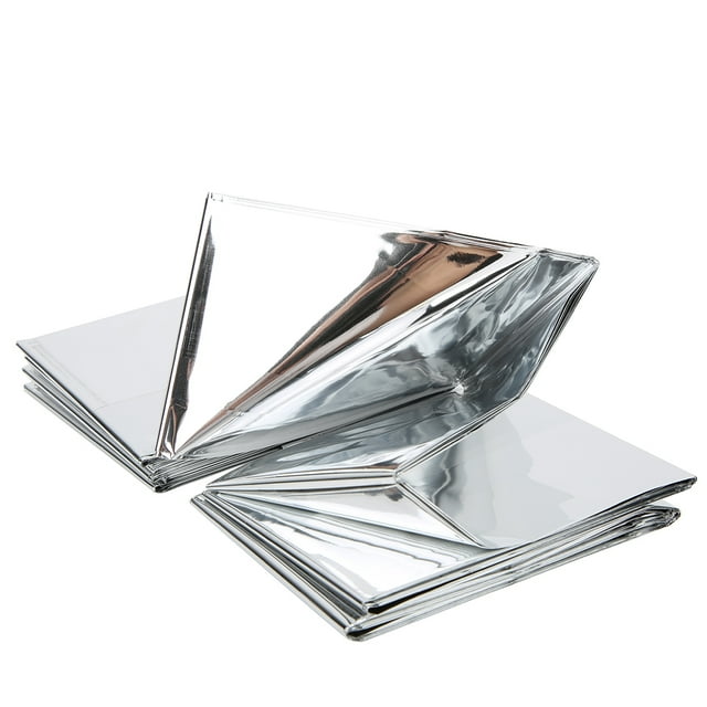 Survival Blanket, 5PCS Emergency Blanket Reflective For First Aid For Camping For Marathons For Hiking Silver