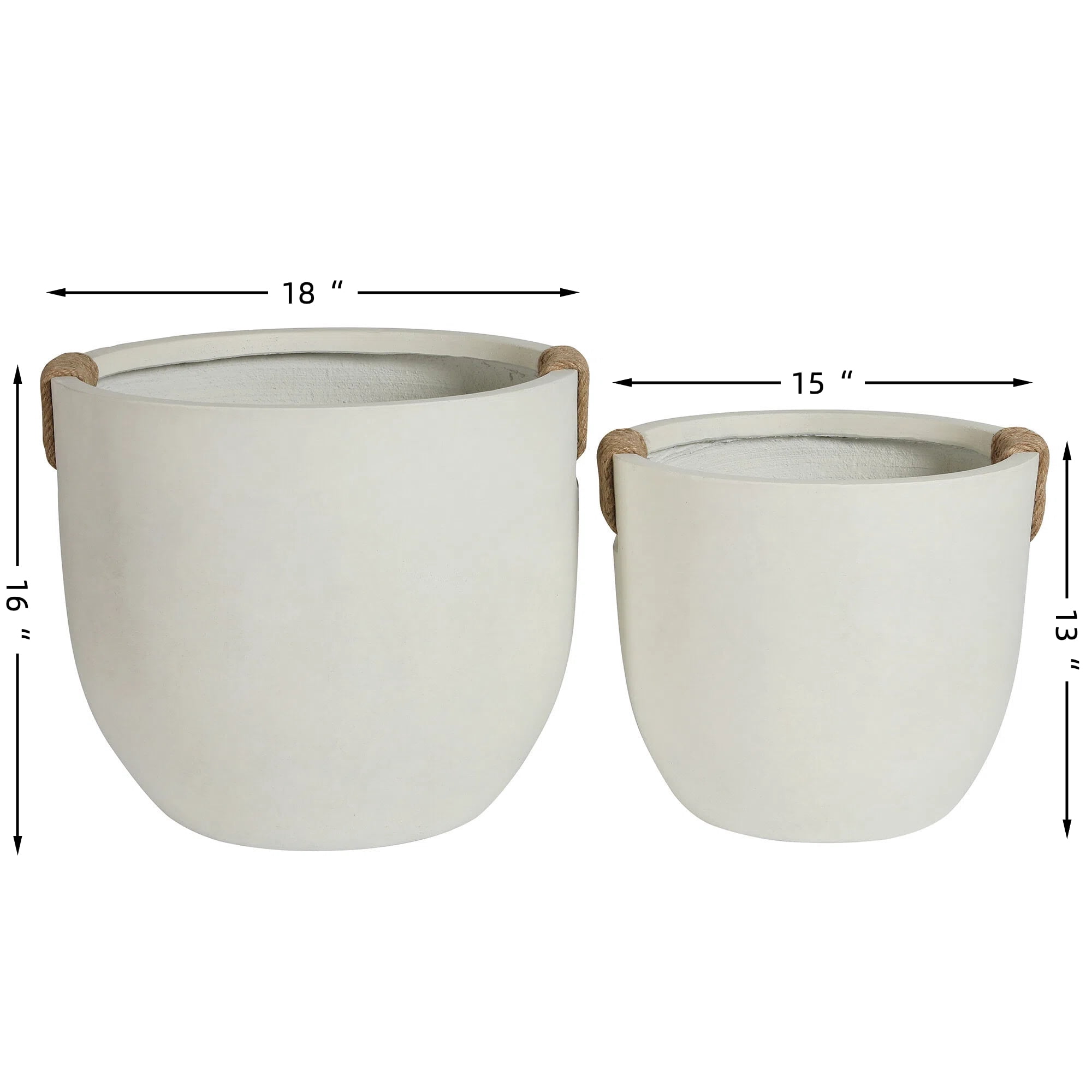 Concrete Planter, 2 Pack Round Flower Pot with Drainage Hole for Garden Balcony Patio Yard, Off White
