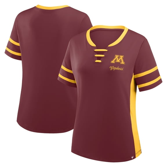 Women's Fanatics Maroon/Gold Minnesota Golden Gophers Be Fearless Athena Lace-Up T-Shirt