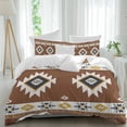 thumbnail image 2 of Southwest Bedding 3 Piece Duvet Cover Set California King, Western Brown Yellow Geometric Abstract Art Wooden Soft Microfiber Comforter Cover with Zipper Closure & Pillowcases, Quilt Cover, 2 of 9