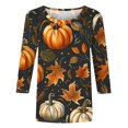 thumbnail image 5 of VKOYWKM 3/4 Sleeve T Shirts for Women Thanksgiving Shirts Pumpkin Graphic Tees Crew Neck Loose Fit Holiday Family Party Tops Three Quarter Length Blouses, 5 of 5