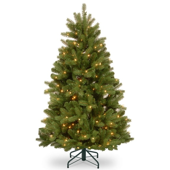 National Tree Company 4.5 ft. Pre-Lit Feel Real® Artificial Christmas Tree, Green, Newberry® Spruce, 450 Dual Color® LED Lights, Foot Switch, 10 Functions, Includes Stand