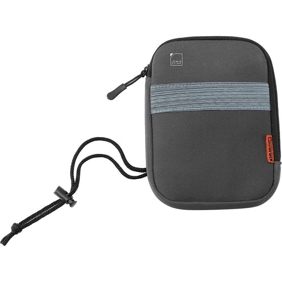 Lewis N. Clark NEO RFID Blocking Stash Neck Wallet, Neoprene Travel Pouch Passport Holder w/Lanyard for Women & Men, Charcoal/Blue