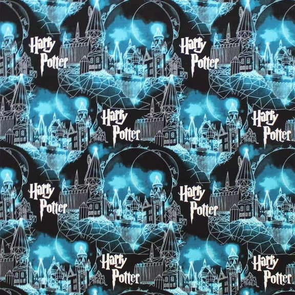 Harry Potter Blue Hogwarts Cotton Fabric