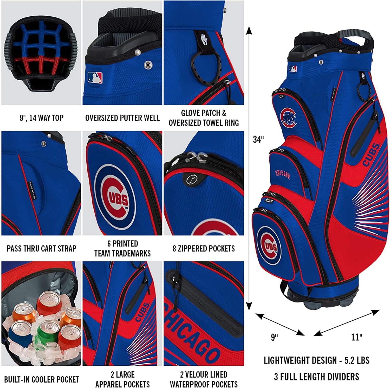 NEW Team Effort Golf Bucket III Cooler Cart Bag - MLB Chicago White Sox