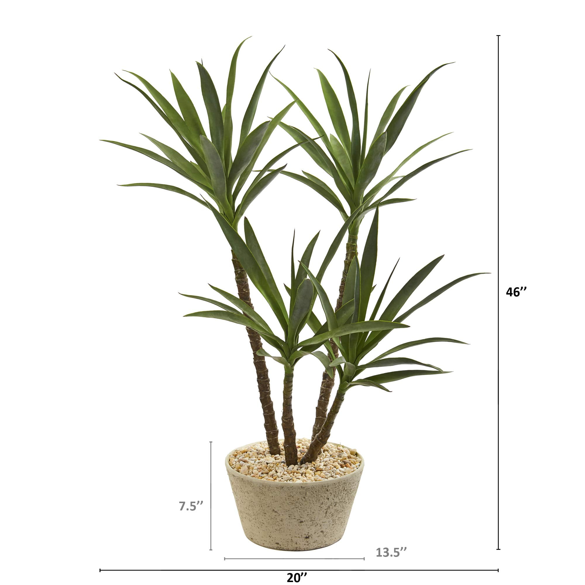 Nearly Natural 46 Inch Yucca Artificial Plant In White Planter Walmart Com Walmart Com