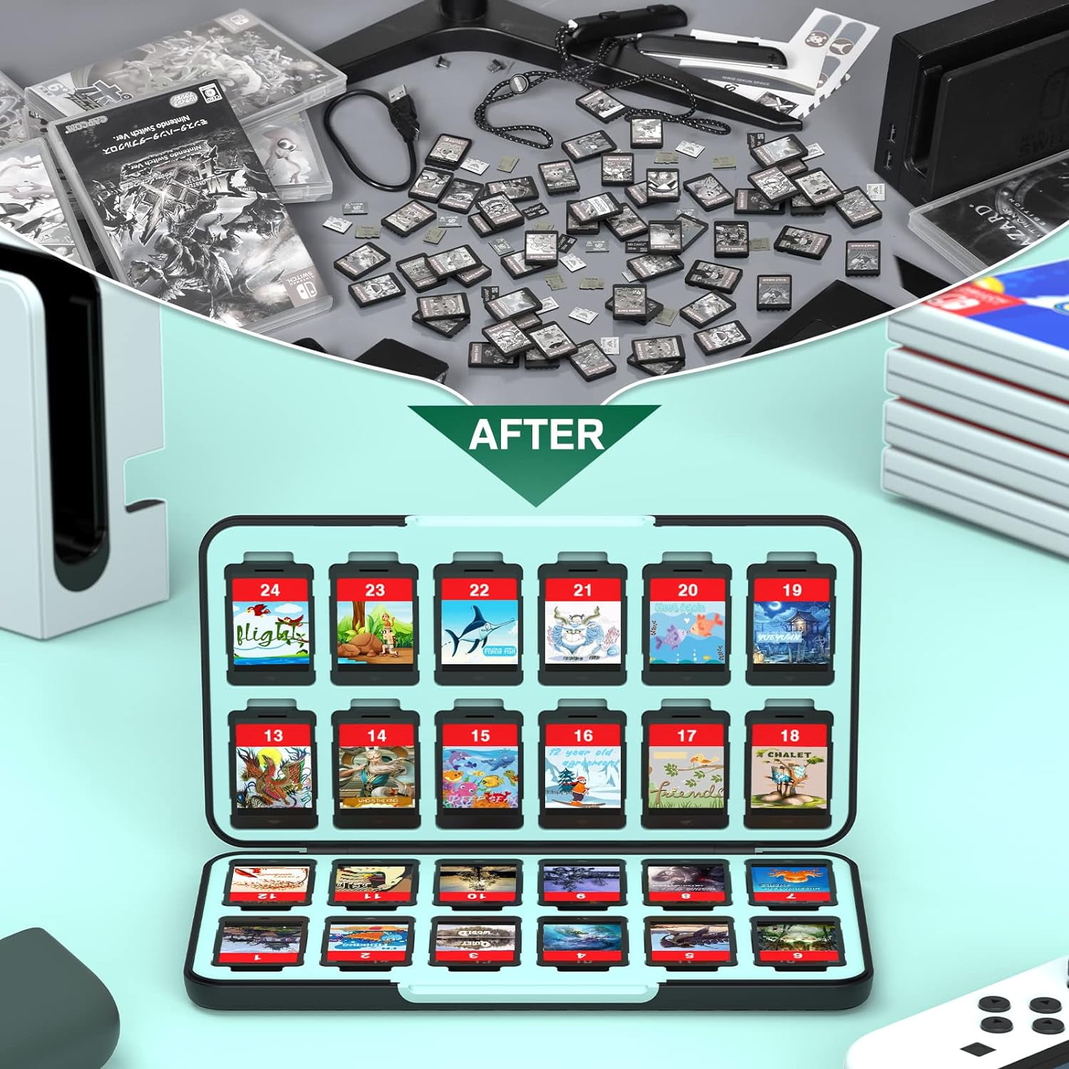 A*】様 Nintendo Switch NinjaABXY Nintendo Switch Games Case, 24 Game Cards Storage