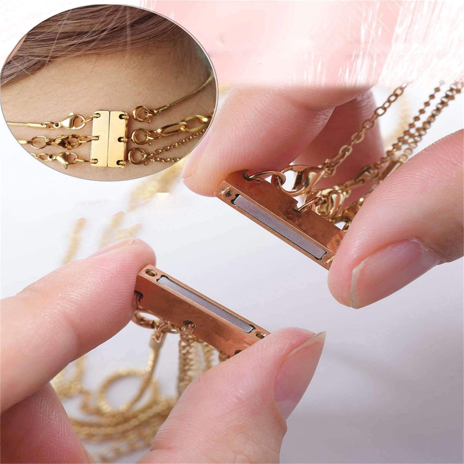 6 Fermoirs Multicouches Pour Colliers - Alliage Or Et Argent, Connecteur Facile - Pour Superposer Plusieurs Bijoux, Bracelets, Chaînes
