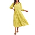 thumbnail image 3 of Womens Casual 3/ 4 Sleeve Shirt Dress Button Down V Neck Tiered Collared Flowy Maxi Dress, 3 of 6