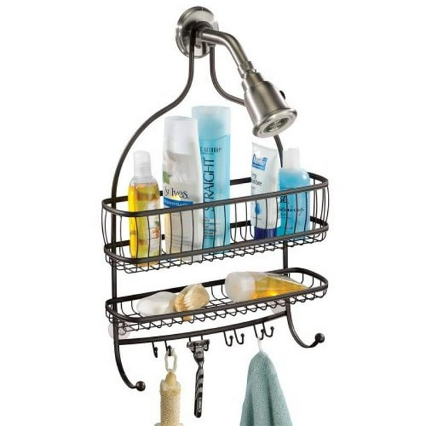 InterDesign York Lyra Bathroom Jumbo Shower Caddy Shelves Bronze