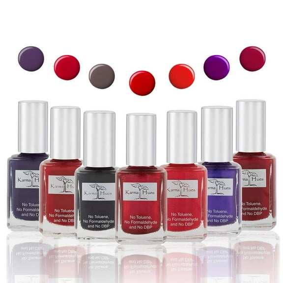 Karma Organic Beautiful Natural Nail Polish Set- Non-Toxic Nail Art, Vegan and Cruelty-Free Nail Paint (Pack of 7)