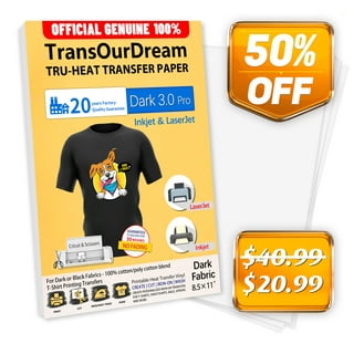 50 Sheets Dark Fabric Inkjet Heat Transfer Paper A4 (8.27 x 11.7) Inkjet  Printable Heat Transfer Paper DARK T-shirt Iron-on