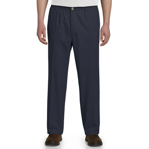 Harbor Bay by DXL Big and Tall Men's ElasticWaist Pants, Navy, 3X, Regular Rise, 28 Inseam