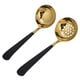 thumbnail image 3 of 2 piezas de cuchara sopera de acero inoxidable, cuchara ranurada, espumadera, cubiertos, vajilla, juegos de utensilios de cocina, negro y dorado, 3 of 10