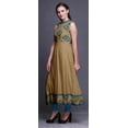thumbnail image 3 of Bimba Light Brown Geometric Printed Women Designer Mandarin Collar Anarkali Dress Indian Ethnic Kurta Small, 3 of 6