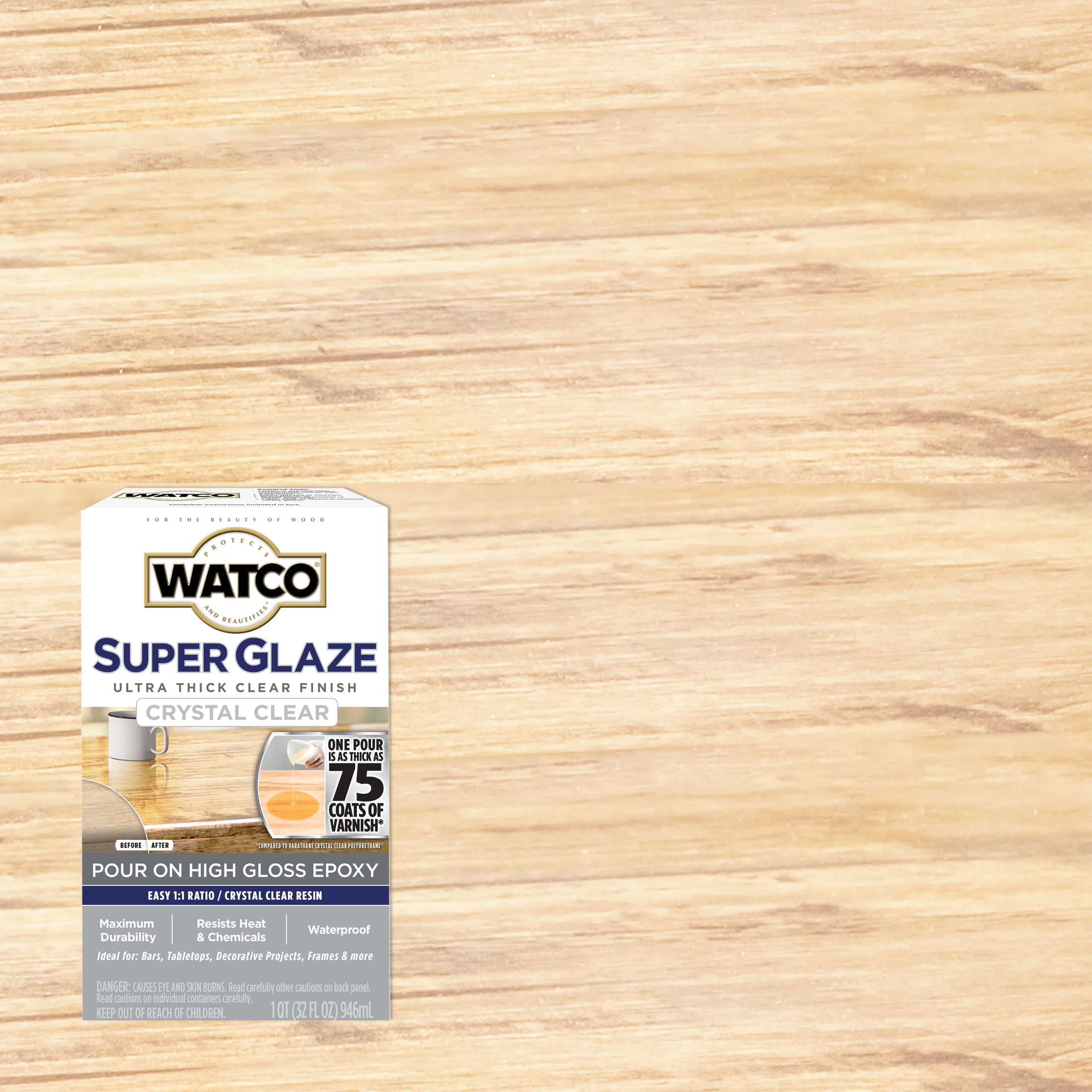 Clear, Watco Super Glaze High Gloss Epoxy, 1 quart kit