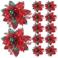 thumbnail image 3 of 5/10Pcs Glitter Pink Christmas Flowers Xmas Tree 14cm Artifical Flower Ornaments 2024 Christmas Decoration For Home New Year, 3 of 5