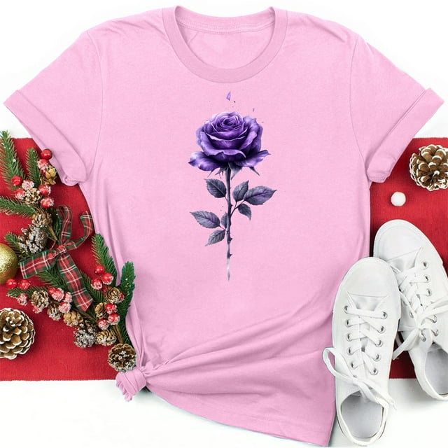 Meichang T-Shirts de la Saint-Valentin pour Femmes, T-Shirts Imprimés Saint-Valentin, Hauts Mignons, T-Shirts de Vacances, Manches Courtes, Col Rond, Mode 2025